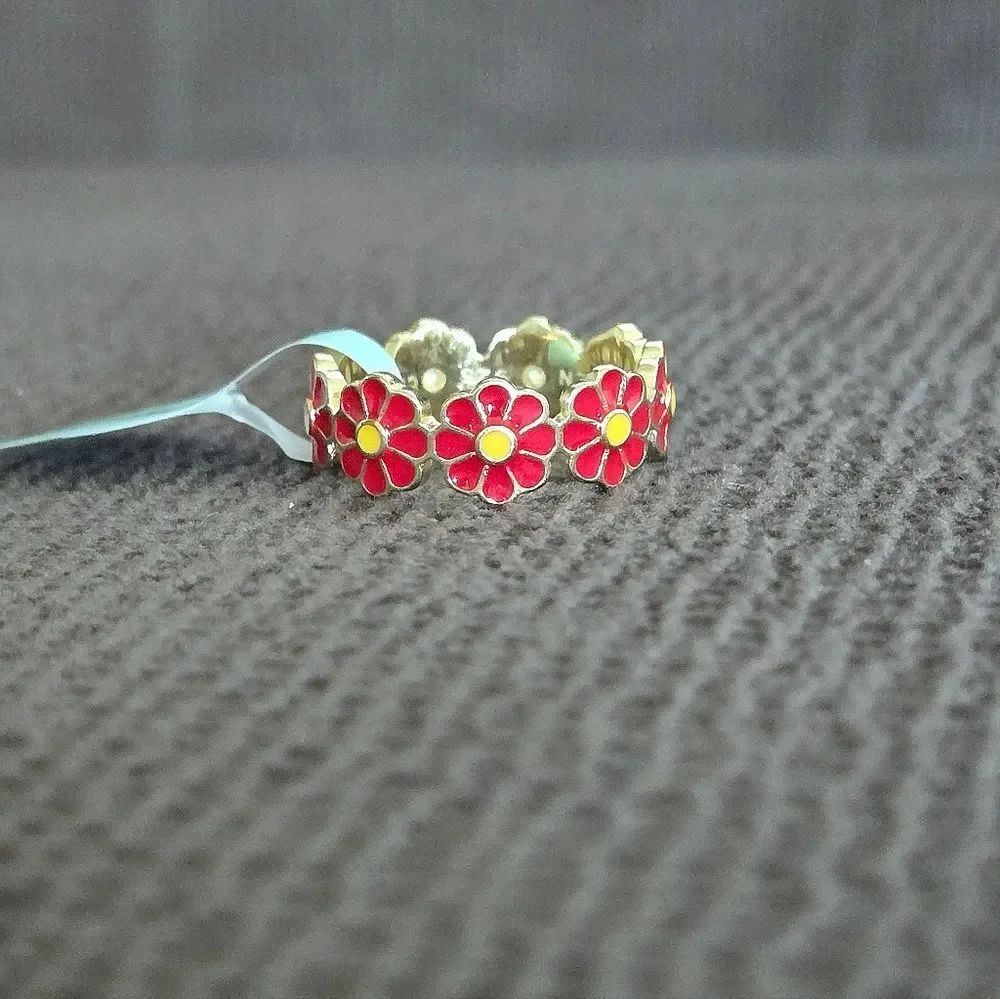 Cote d' Argent Red❤ and Yellow💛 Enamel Floral🌼 Wrap Around Ring - Picture 15 of 15